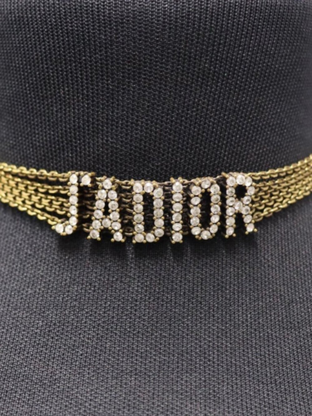 ✨AUTHENTIC CHRISTIAN DIOR, 'J'ADIOR' CRYSTAL & BRASS CHOKER ✨